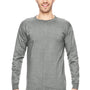 Bayside Mens USA Made Long Sleeve Crewneck T-Shirt - Dark Ash Grey