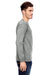 Bayside 6100 Mens USA Made Long Sleeve Crewneck T-Shirt Dark Ash Grey Model Side