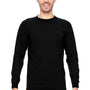 Bayside Mens USA Made Long Sleeve Crewneck T-Shirt - Black