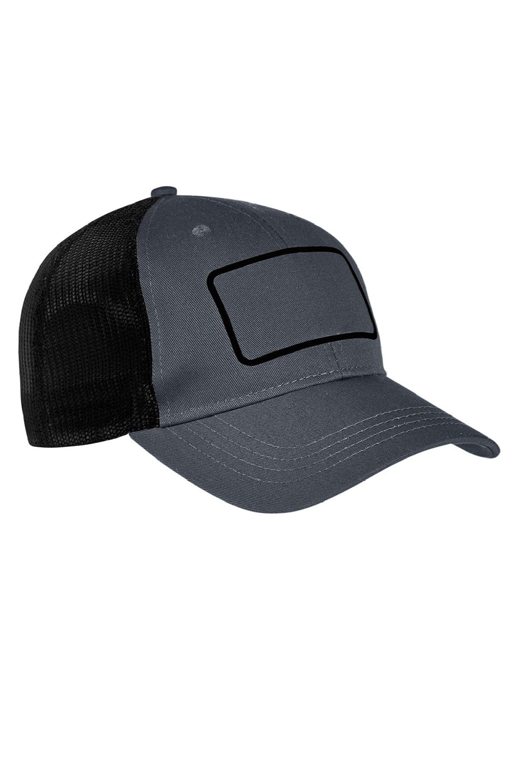 Big Accessories Hats BA656T Mens Patch Adjustable Trucker Hat Charcoal Grey/Black Flat Front