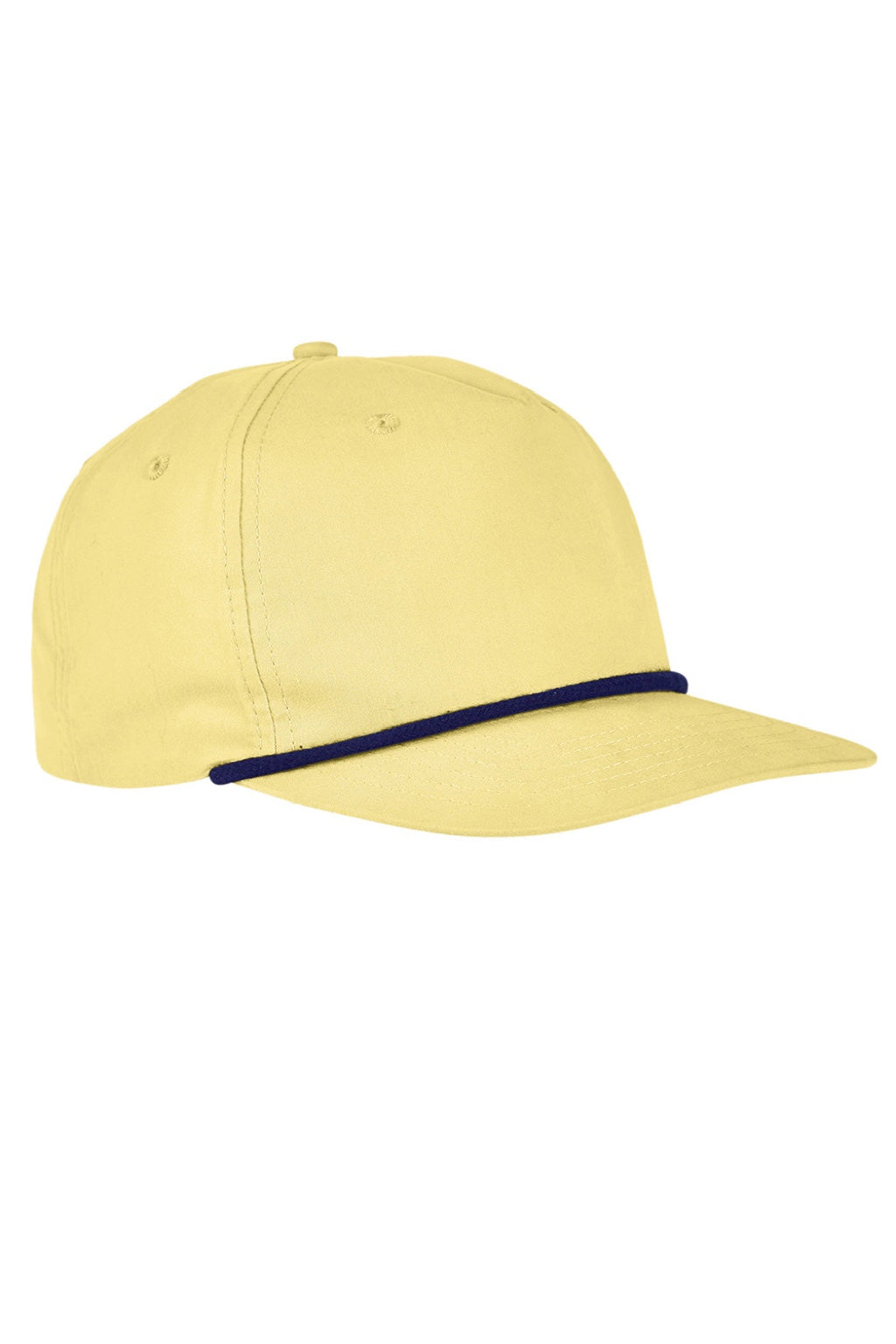 Big Accessories Hats BA671 Mens Adjustable Rope Hat Yellow/Navy Blue Flat Front