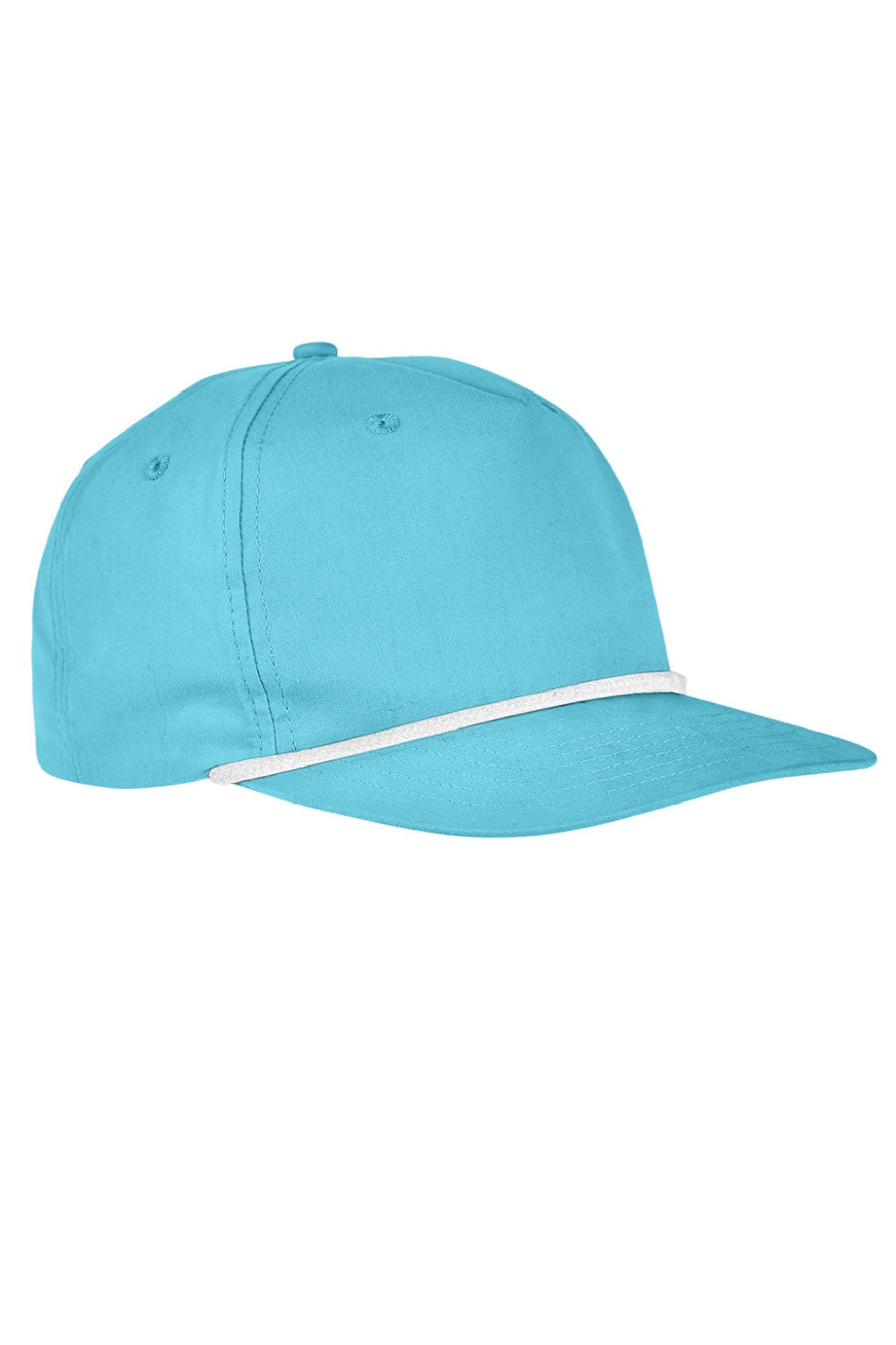 Big Accessories Hats BA671 Mens Adjustable Rope Hat Turquoise Blue/White Flat Front