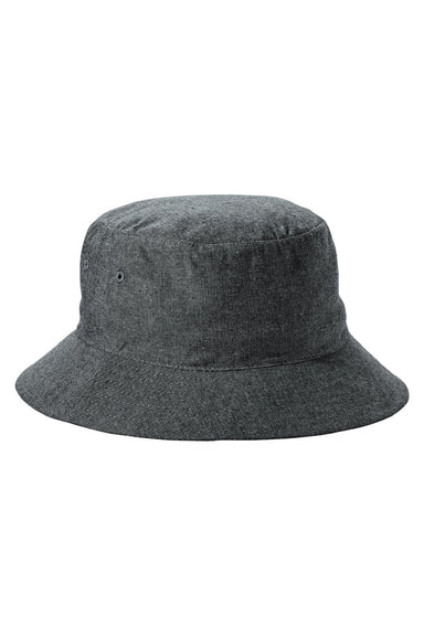 Big Accessories Hats BA676 Mens Crusher Bucket Hat Denim Black Flat Front