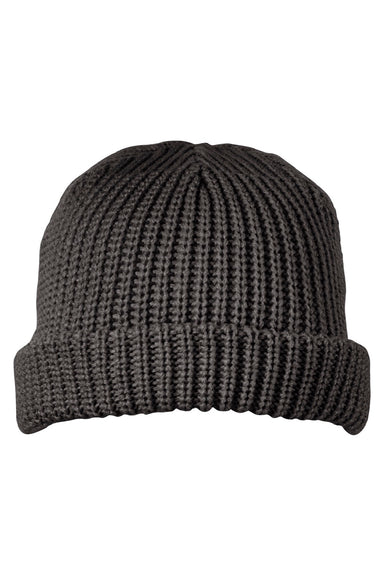 Big Accessories Hats BA698 Unisex Dock Beanie Charcoal Grey Flat Front