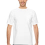 Bayside Mens USA Made Short Sleeve Crewneck T-Shirt w/ Pocket - White