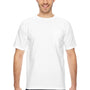 Bayside Mens USA Made Short Sleeve Crewneck T-Shirt w/ Pocket - White