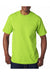 Bayside 7100 Mens USA Made Short Sleeve Crewneck T-Shirt w/ Pocket Lime Green Model Front