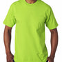 Bayside Mens USA Made Short Sleeve Crewneck T-Shirt w/ Pocket - Lime Green