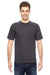 Bayside 7100 Mens USA Made Short Sleeve Crewneck T-Shirt w/ Pocket Charcoal Grey Model Front