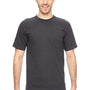 Bayside Mens USA Made Short Sleeve Crewneck T-Shirt w/ Pocket - Charcoal Grey