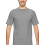 Bayside Mens USA Made Short Sleeve Crewneck T-Shirt w/ Pocket - Dark Ash Grey