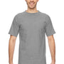 Bayside Mens USA Made Short Sleeve Crewneck T-Shirt w/ Pocket - Dark Ash Grey