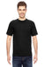 Bayside 7100 Mens USA Made Short Sleeve Crewneck T-Shirt w/ Pocket Black Model Front
