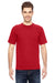 Bayside BA7100 Mens USA Made Short Sleeve Crewneck T-Shirt w/ Pocket Red Model Front