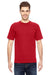 Bayside 7100 Mens USA Made Short Sleeve Crewneck T-Shirt w/ Pocket Red Model Front