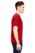 Bayside 7100 Mens USA Made Short Sleeve Crewneck T-Shirt w/ Pocket Red Model Side