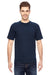 Bayside 7100 Mens USA Made Short Sleeve Crewneck T-Shirt w/ Pocket Navy Blue Model Front