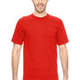 Bayside Mens USA Made Short Sleeve Crewneck T-Shirt w/ Pocket - Bright Orange