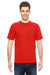 Bayside 7100 Mens USA Made Short Sleeve Crewneck T-Shirt w/ Pocket Bright Orange Model Front