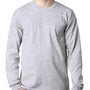 Bayside Mens USA Made Long Sleeve Crewneck T-Shirt w/ Pocket - Ash Grey