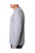 Bayside BA8100 Mens USA Made Long Sleeve Crewneck T-Shirt w/ Pocket Ash Grey Model Side