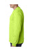 Bayside 8100 Mens USA Made Long Sleeve Crewneck T-Shirt w/ Pocket Lime Green Model Side