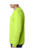 Bayside BA8100 Mens USA Made Long Sleeve Crewneck T-Shirt w/ Pocket Lime Green Model Side