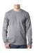 Bayside 8100 Mens USA Made Long Sleeve Crewneck T-Shirt w/ Pocket Dark Ash Grey Model Front