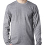 Bayside Mens USA Made Long Sleeve Crewneck T-Shirt w/ Pocket - Dark Ash Grey