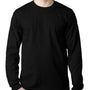 Bayside Mens USA Made Long Sleeve Crewneck T-Shirt w/ Pocket - Black
