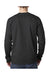 Bayside 8100 Mens USA Made Long Sleeve Crewneck T-Shirt w/ Pocket Black Model Back
