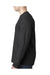 Bayside BA8100 Mens USA Made Long Sleeve Crewneck T-Shirt w/ Pocket Black Model Side