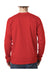 Bayside BA8100 Mens USA Made Long Sleeve Crewneck T-Shirt w/ Pocket Red Model Back