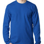 Bayside Mens USA Made Long Sleeve Crewneck T-Shirt w/ Pocket - Royal Blue