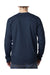 Bayside BA8100 Mens USA Made Long Sleeve Crewneck T-Shirt w/ Pocket Navy Blue Model Back