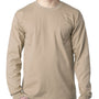 Bayside Mens USA Made Long Sleeve Crewneck T-Shirt w/ Pocket - Sand