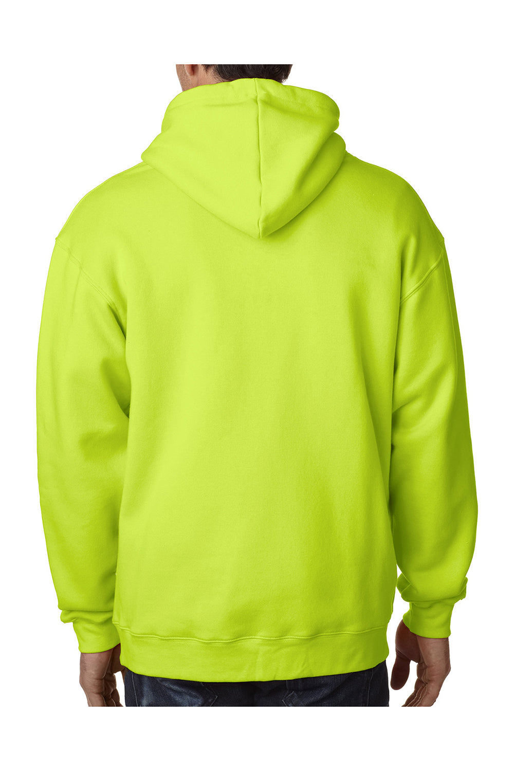 Bayside BA900 Mens USA Made Full Zip Hooded Sweatshirt Hoodie Lime Green Model Back