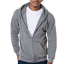 Bayside Mens USA Made Full Zip Hooded Sweatshirt Hoodie - Charcoal Grey
