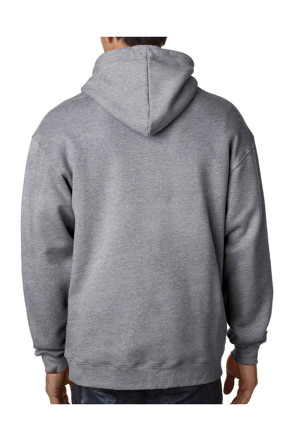 Bayside BA900 Mens USA Made Full Zip Hooded Sweatshirt Hoodie Dark Ash Grey Model Back