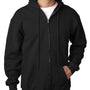 Bayside Mens USA Made Full Zip Hooded Sweatshirt Hoodie w/ Pockets - Black