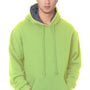 Bayside Mens Thermal Lined Hooded Sweatshirt Hoodie - Lime Green/Dark Grey
