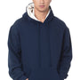 Bayside Mens Thermal Lined Hooded Sweatshirt Hoodie - Navy Blue
