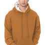Bayside Mens Thermal Lined Hooded Sweatshirt Hoodie - Carmel Brown/Cream