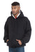 Bayside BA940 Mens Thermal Lined Full Zip Hooded Sweatshirt Hoodie w/ Pockets Black Model Front