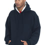 Bayside Mens Thermal Lined Full Zip Hooded Sweatshirt Hoodie - Navy Blue/Cream