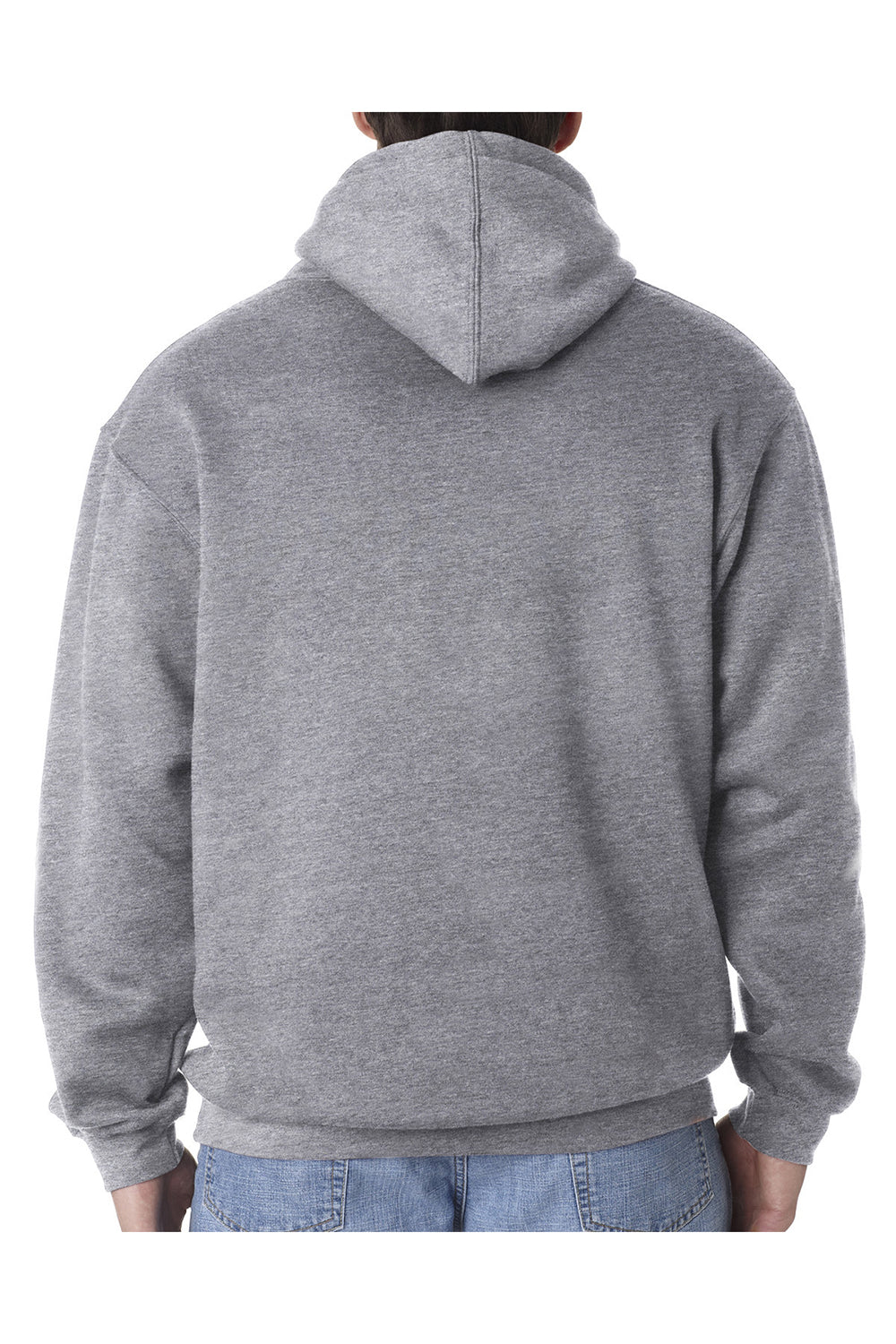 Bayside BA960 Mens USA Made Hooded Sweatshirt Hoodie Dark Ash Grey Model Back