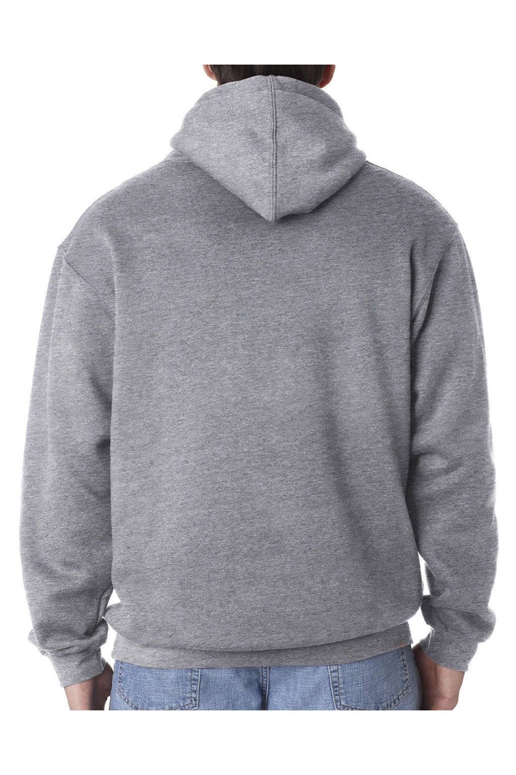 Bayside BA960 Mens USA Made Hooded Sweatshirt Hoodie w/ Pouch Pocket Dark Ash Grey Model Back