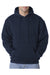 Bayside BA960 Mens USA Made Hooded Sweatshirt Hoodie w/ Pouch Pocket Navy Blue Model Front