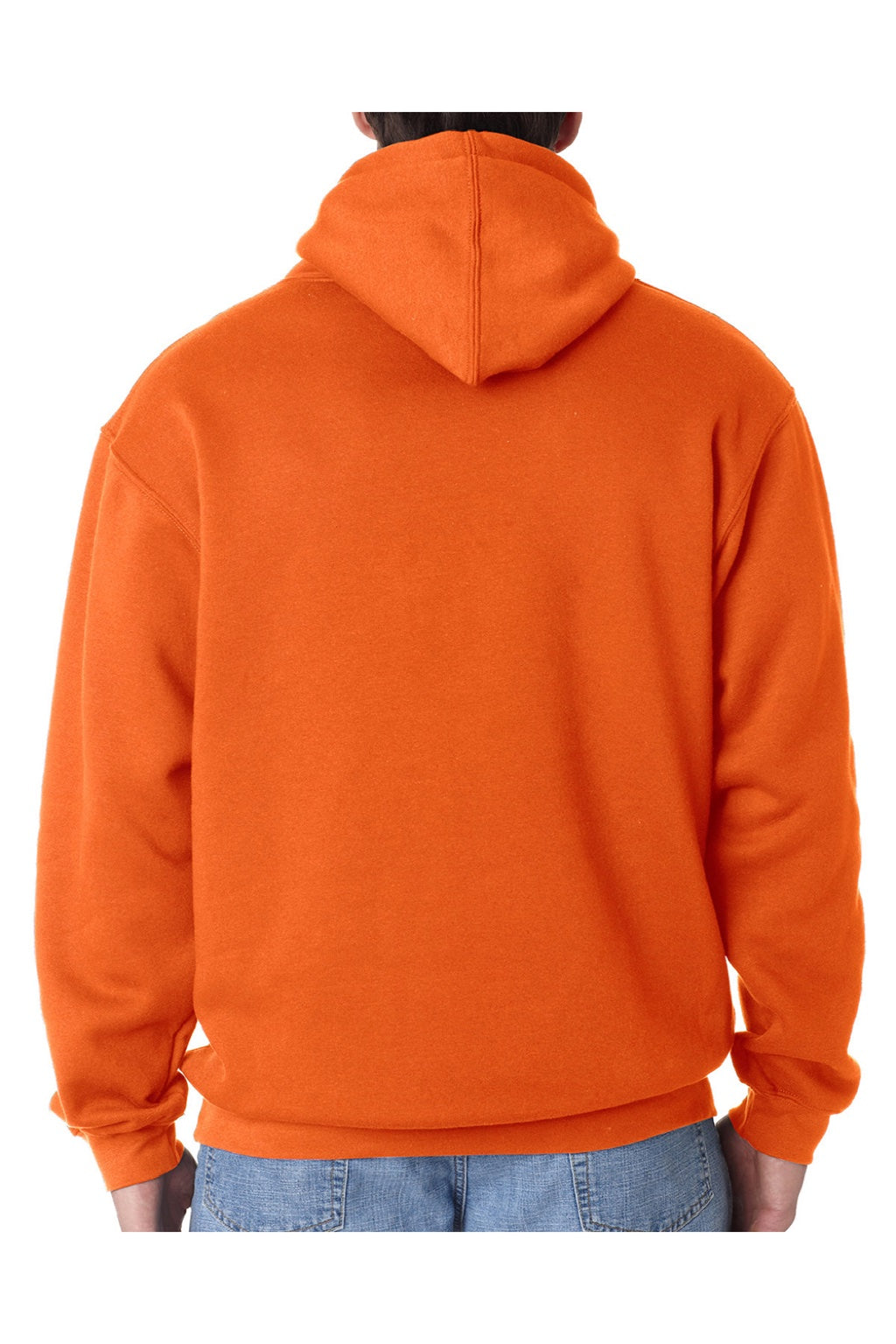 Bayside BA960 Mens USA Made Hooded Sweatshirt Hoodie w/ Pouch Pocket Bright Orange Model Back