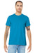 Bella + Canvas BC3001/3001C Mens Jersey Short Sleeve Crewneck T-Shirt Aqua Blue Model Front